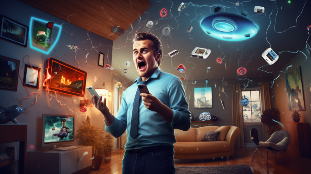 AI generated image of a person frustrated with technology